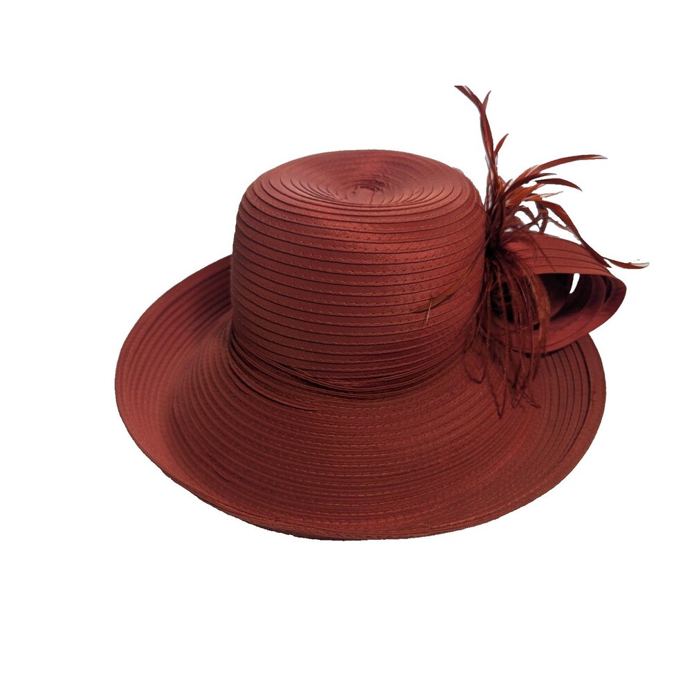 Giovannio of NY VTG Dress Hat Womens One Size Red Wide Brim Church Derby Formal
